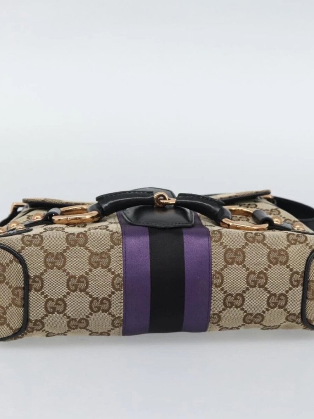 GUCCI GG Canvas Horsebit Shoulder Bag Beige 129699 Auth - Picture 9 of 16